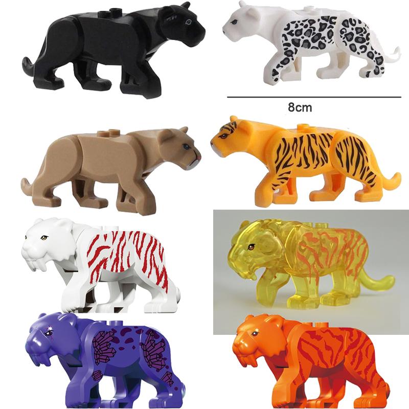 Afrikanische Wildtiere Zoo Bausteine Figuren Zubehör Säbelzahntiger Löwe Elefant Wolf Ente Spielzeugmodelle Kindergeschenk Spielzeug K93