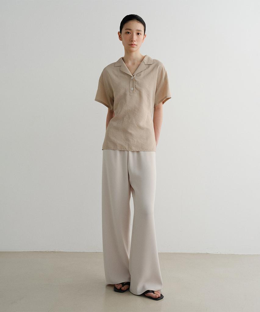 Ia Rayon Drawstring Blouse (Beige)