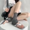 Thin, Rolled-up, Mid-calf Women's Solid Color Ankle Socks, White Thin Transparent Leg Covers, Grey Socks
