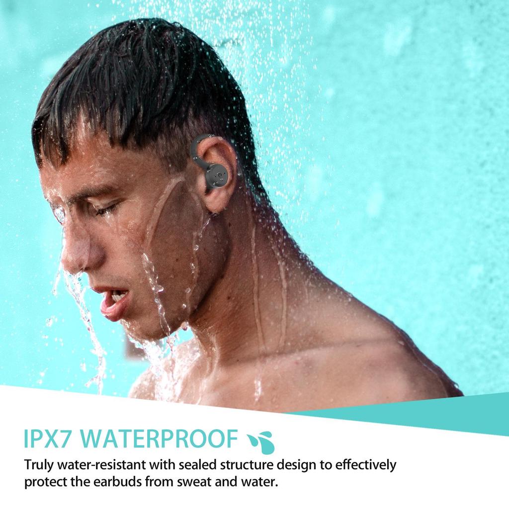 New IPX7 Waterproof Over-Ear Bluetooth 5.3 True Wireless Sports Earphones