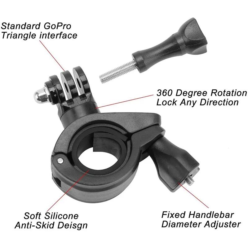 360 Degree Rotation Bike Bicycle Motorcycle Handlebar Handle Bar Mount Holder For Gopro Hero 13 10 9 8 SJCAM Camera Accessories