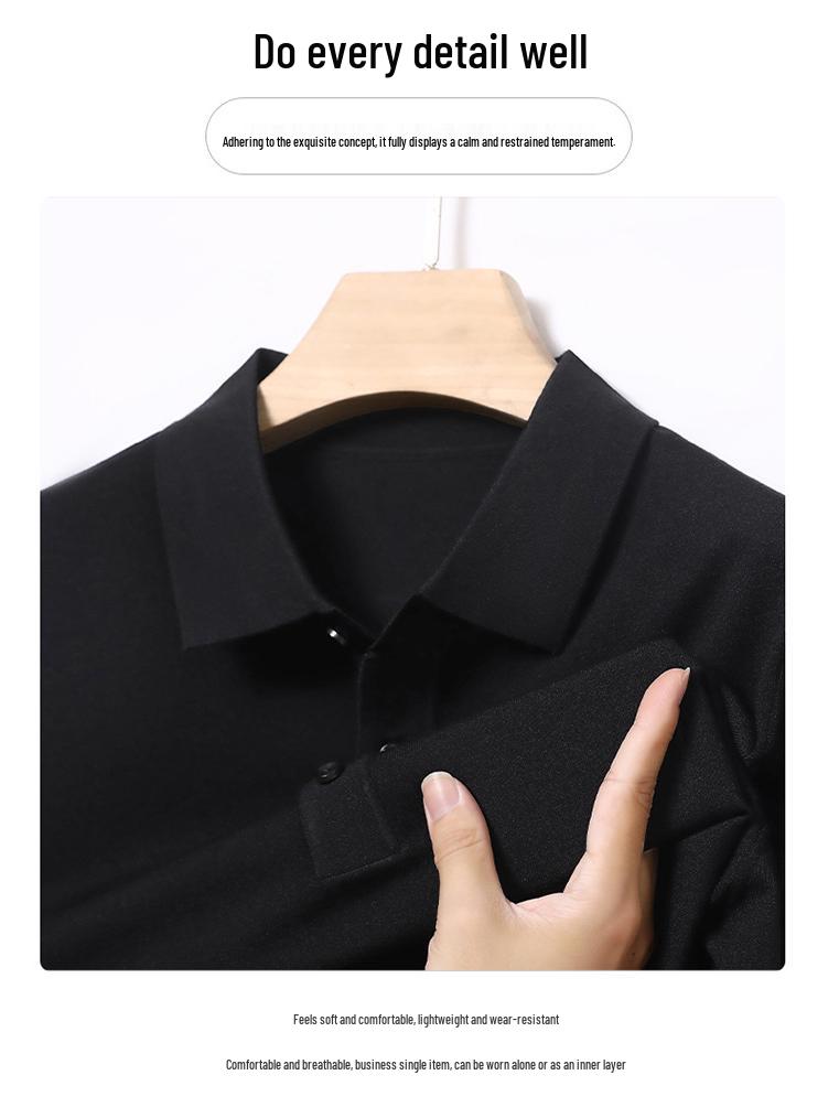 Men's Yilite Solid Color Ice Silk Polo Shirt - Short Sleeve, Cool and Comfortable for Business Wear