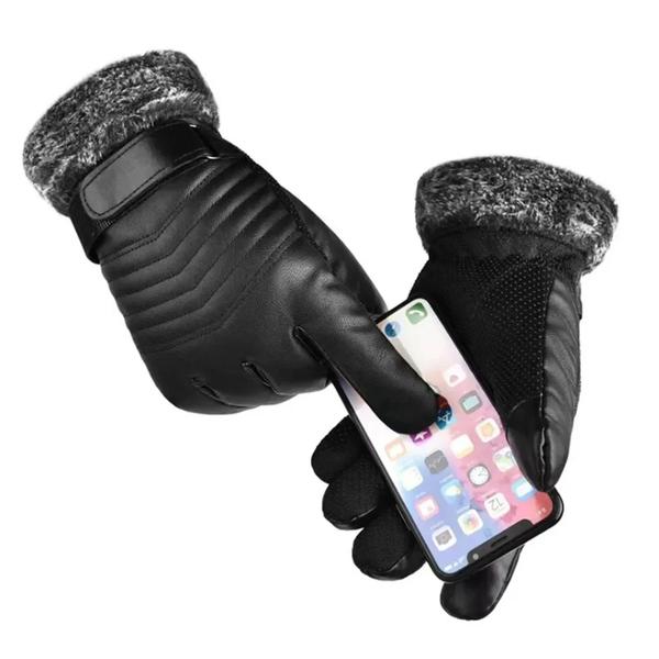 Gloves Winter MEN'S Fur Mouth Plush Insulation Gloves Outdoor Cycling Motorcycle Cotton Gloves
