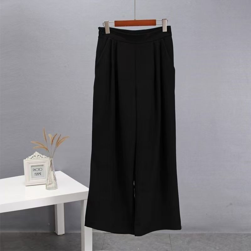 

Fashion Wind High Waist Draped Casual Pants Loose Flared Pants High Waisted Flared Suit Pants Black S