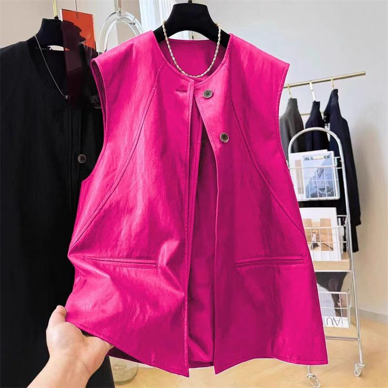 Women Sleeveless Spliced Vest With Pockets Commute Style