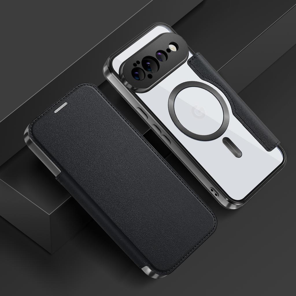 Luxury Leather Wallet Card Clip Clear Phone Case for Google Pixel 11 10 9 Pro XL 10A 9A Magnetic Wireless Charge Flip Cover