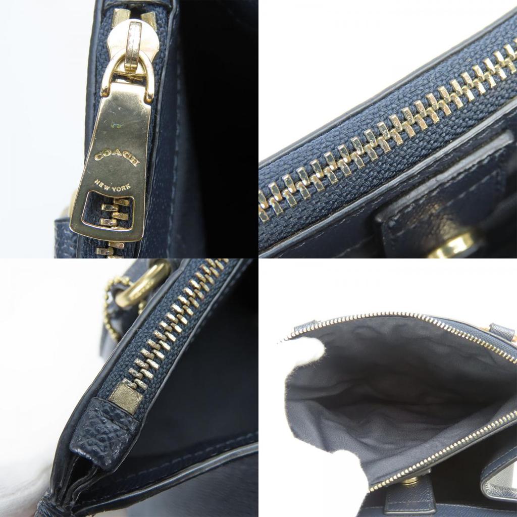 Used COACH Handbag Crosby Carryall F14928 leather Navy 2WAYShoulder