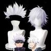 HAIRJOY Synthetic Hair Jujutsu Kaisen Gojo Satoru Cosplay Wigs Short Curly White Cosplay Wig Rose Net