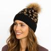 Cozy Leopard Print Hat Curled Edge Knitted Hat Casual Woolen Hat  Unisex