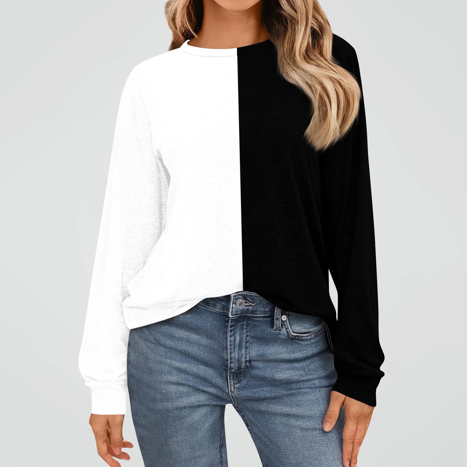 

Женская мода рубашки с длинным рукавом свободные облегающие с круглым вырезом базовые топы повседневные наряды XL белый