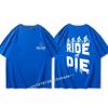 Ride Or Die Letter Print Bavlněné tričko Móda Značka Krátký rukáv Topy Unisex Ženy Léto 2023 Nová cool trička Volné Unisex oblečení