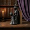 Artistic Resin Crafts Halloween Witch Statue, Gothic Figurine with Pumpkin And Book, Matte Black Themed Gifts Sculpture, Mantel Shelf Desk Decor,