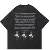 Streetwear Both Sides Fashion Girl Graphic T-Shirt Cotton Washed Black Tshirt Unisex Tops Tees Summer Short Sleeves T Shirt