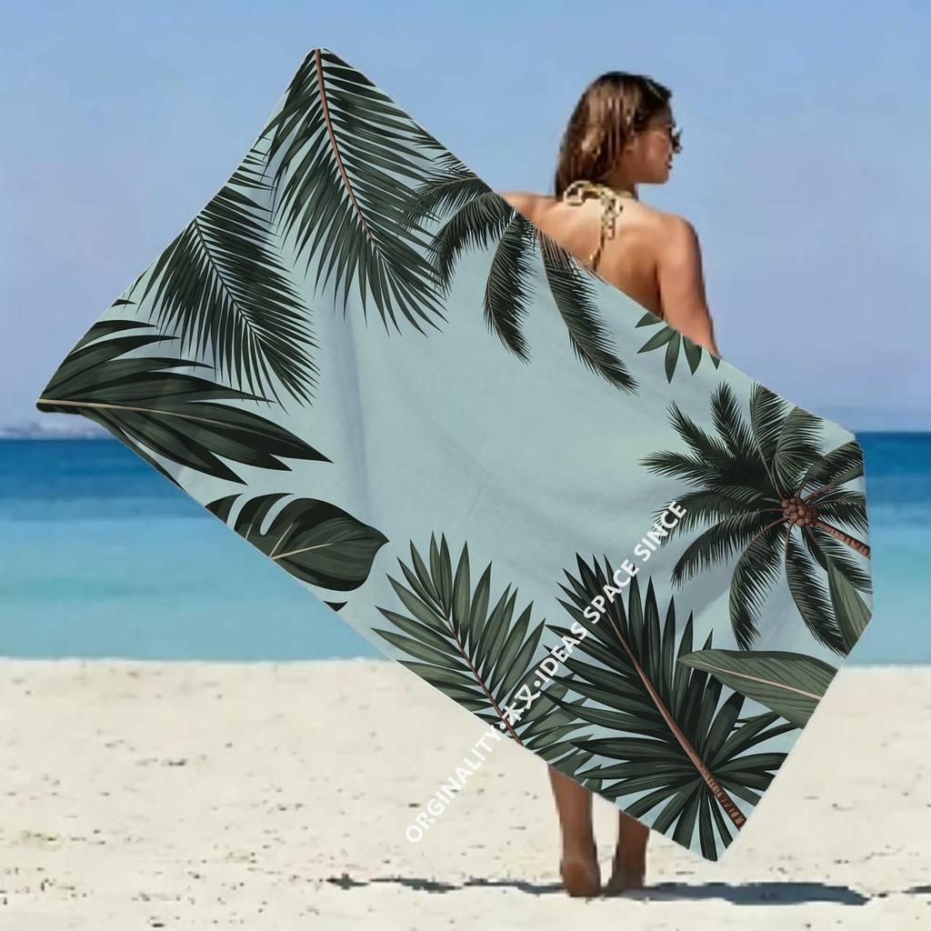 Tropische Palmenblätter Strandtuch Gemustert Sonnenschutz Und Winddicht Geeignet Für Schwimmbad Camping Reise Decke