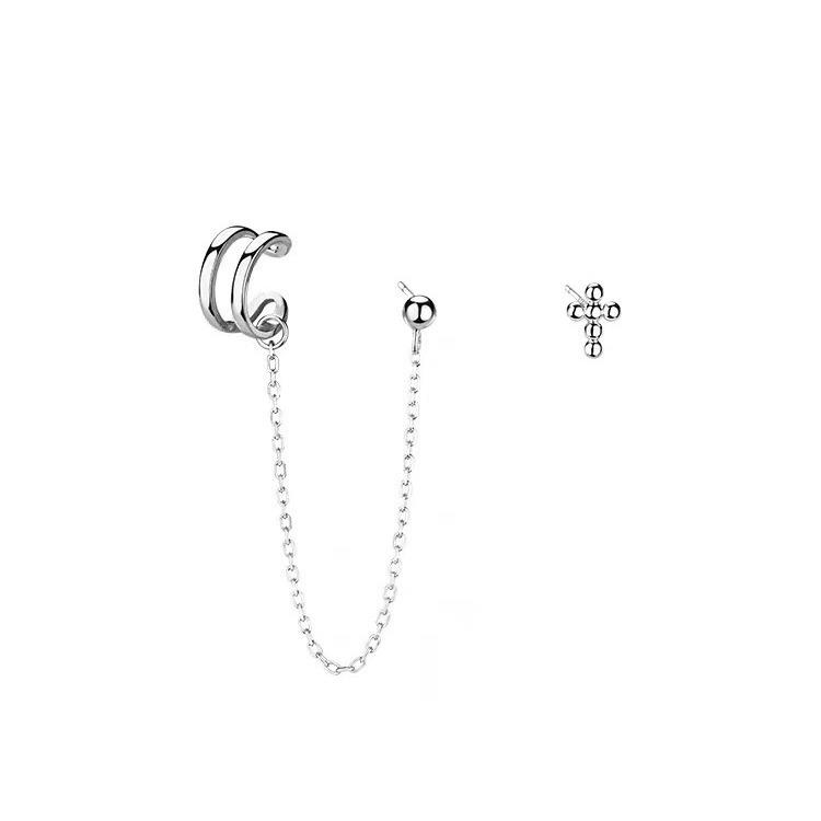 2023 Niche Best Sellers: Asymmetrical Cross Ear Studs & Personalized Ear Cuffs in 925 Sterling Silver