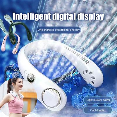 Tragbarer hängender Halsventilator, kabellos, wiederaufladbar über USB, Sommer-Ventilador, Kühlung, blattlos, tragbare Nackenbügel-Fans, Sport-Nackenkühler