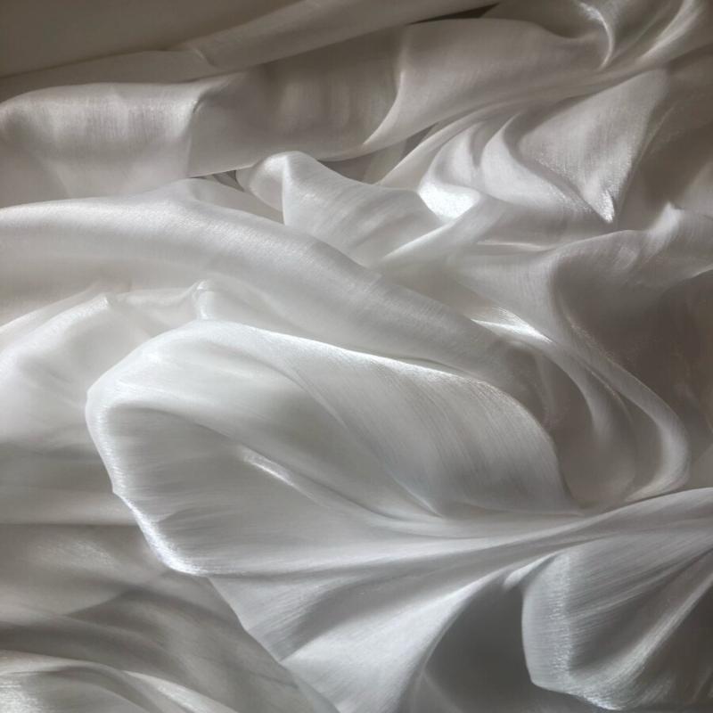 Nastro Iridescente Organza Pieghettato Tessuto Morbido Liscio Lucentezza Texture Raso Tessuto Fai da Te Abito Hanfu Costumi di Scena