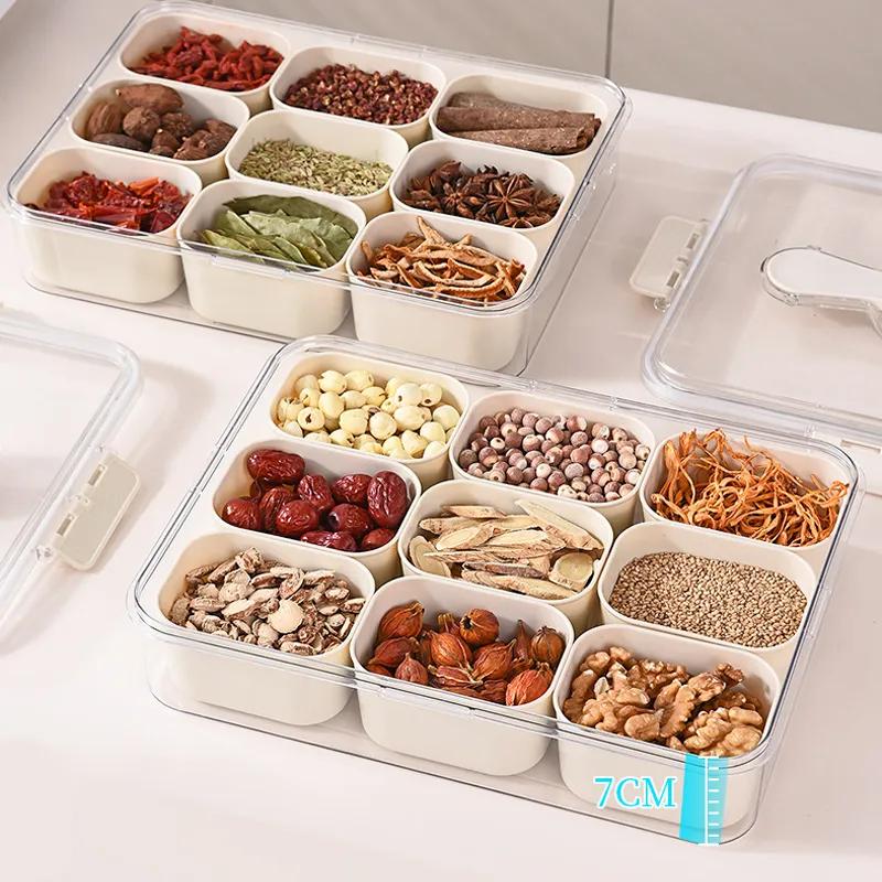Seasoning Box Kitchen Sealed Spice Storage Box Food Grade Transparent Seasoning Box Refrigerator Fresh-Keeping Box With Handle YLE590
