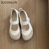 Fashion SUOJIALUN 2025 New Brand Women Flat Shoes Fashion Mix Color Ladies Elegant Mary Jane Shoe Soft Flat Heel Outdoor Dress Single Sh