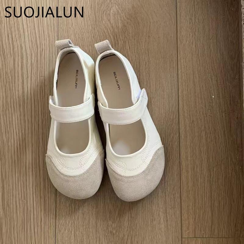 Fashion SUOJIALUN 2025 New Brand Women Flat Shoes Fashion Mix Color Ladies Elegant Mary Jane Shoe Soft Flat Heel Outdoor Dress Single Sh