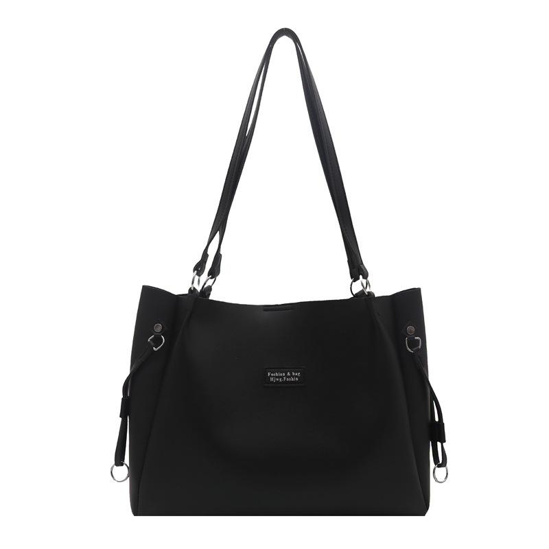 

Large capacity tote bag women s bag fashionable and simple shoulder handbag commuter armpit bag чорний