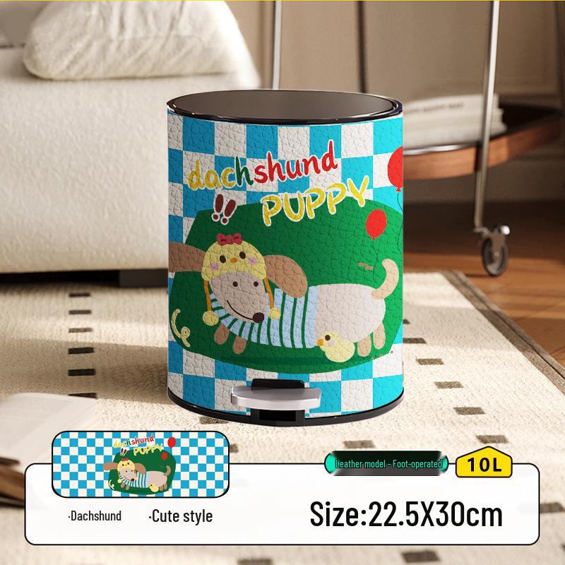 He Mu Cheng Double Layer Cartoon Stainless Steel Trash Can with Foot Pedal - Living Room & Kitchen