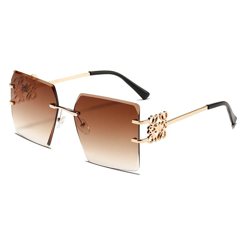 

Очки с отделкой элементом китайского узла, безободковые солнцезащитные очки, модный персонализированный узор в клетку