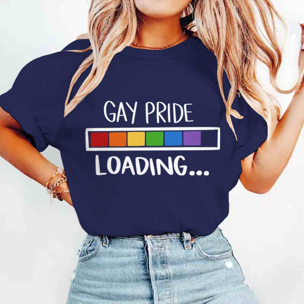 Gay Pride Loading Print T Shirts Casual Summer LGBT Women Men Tshirts Short Sleeve Lesbian Bisexual GAY Streetwear Gifts