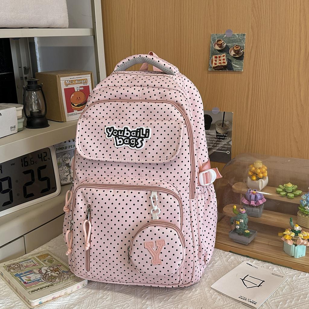 Schoolbag new high-value polka dot backpack large-capacity Korean primary school student schoolbag female foreign school backpack