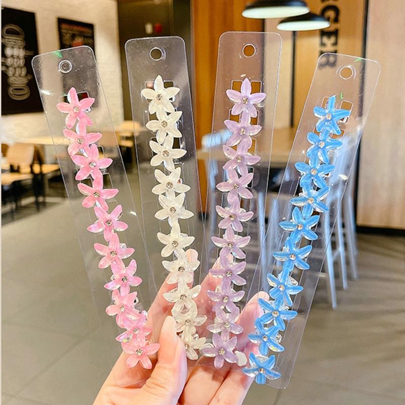 10Pcs/set Flower Hair Clips Rhinestones Girl Hair Claws Kids Fashion Hairpins Sweet Headwear Hair Accessories