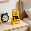 Cat Vomit Caution Sign Humorous Cat Puke Warning Sign Novelty Gag Gifts for Pet Lovers Home Desk Decor