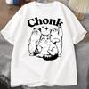 Ladies Casual Short Sleeved Tshirt with Cute Cartoon Cat Chonk Letter Print Fashionable Daily Ladies Tshirt