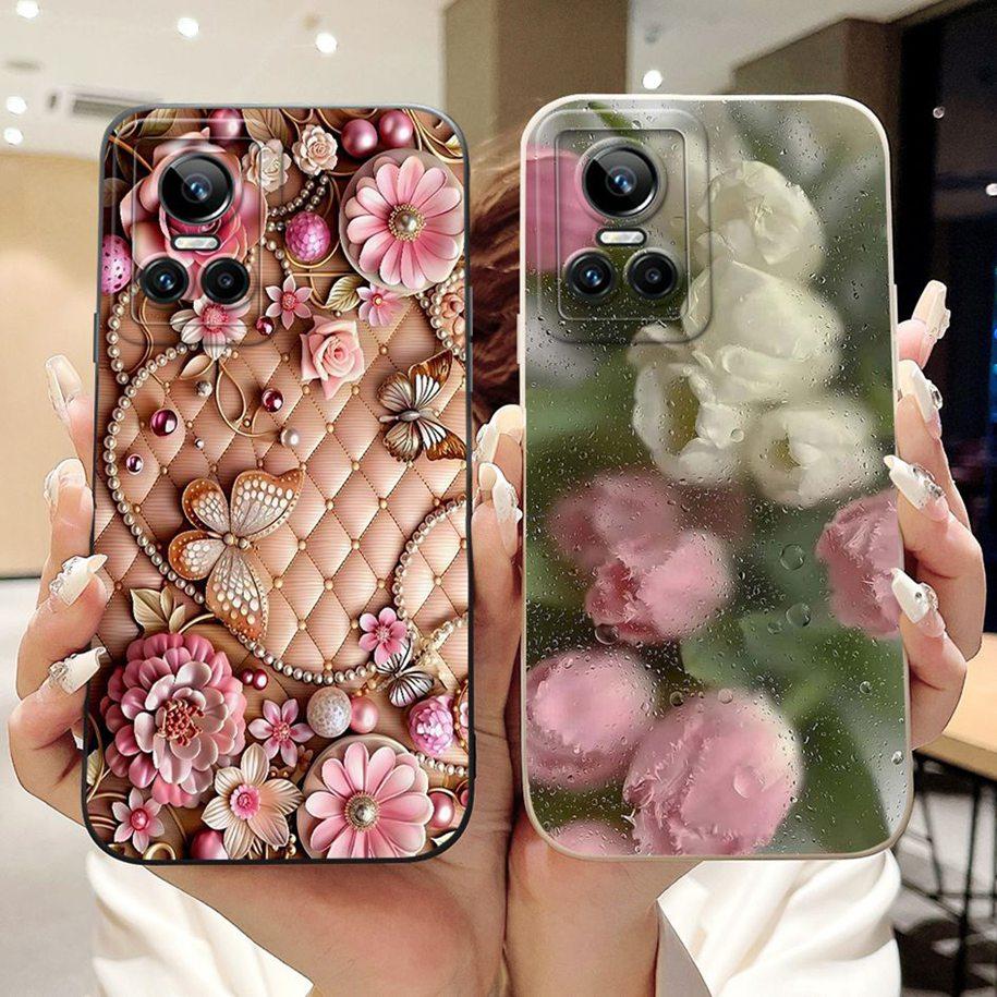 For Realme GT Neo 3 5G Case New Fashion Flower Shockproof Silicone Soft TPU Matte Cover For Realme GT Neo3 80W GTNeo3 Phone Bags