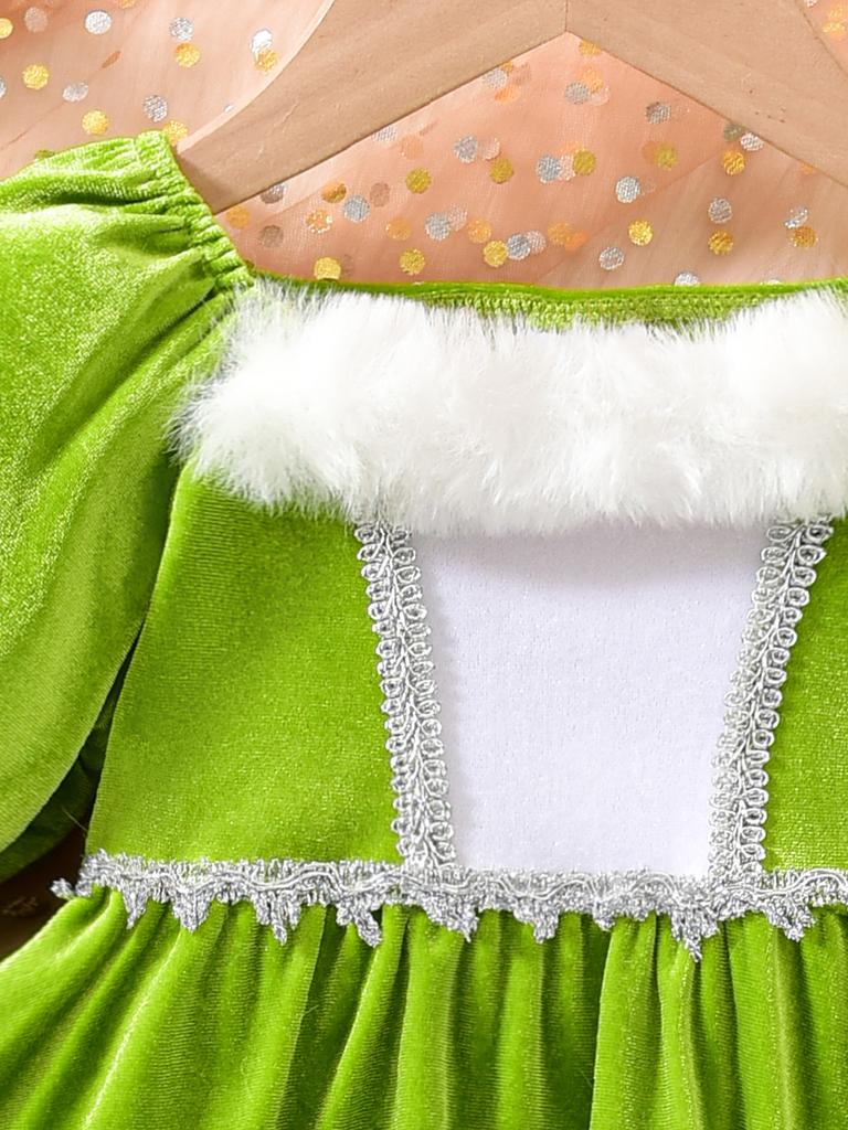 Baby Weihnachtsset Langarmkleid+Hose+Stirnband Dreiteiliges Set