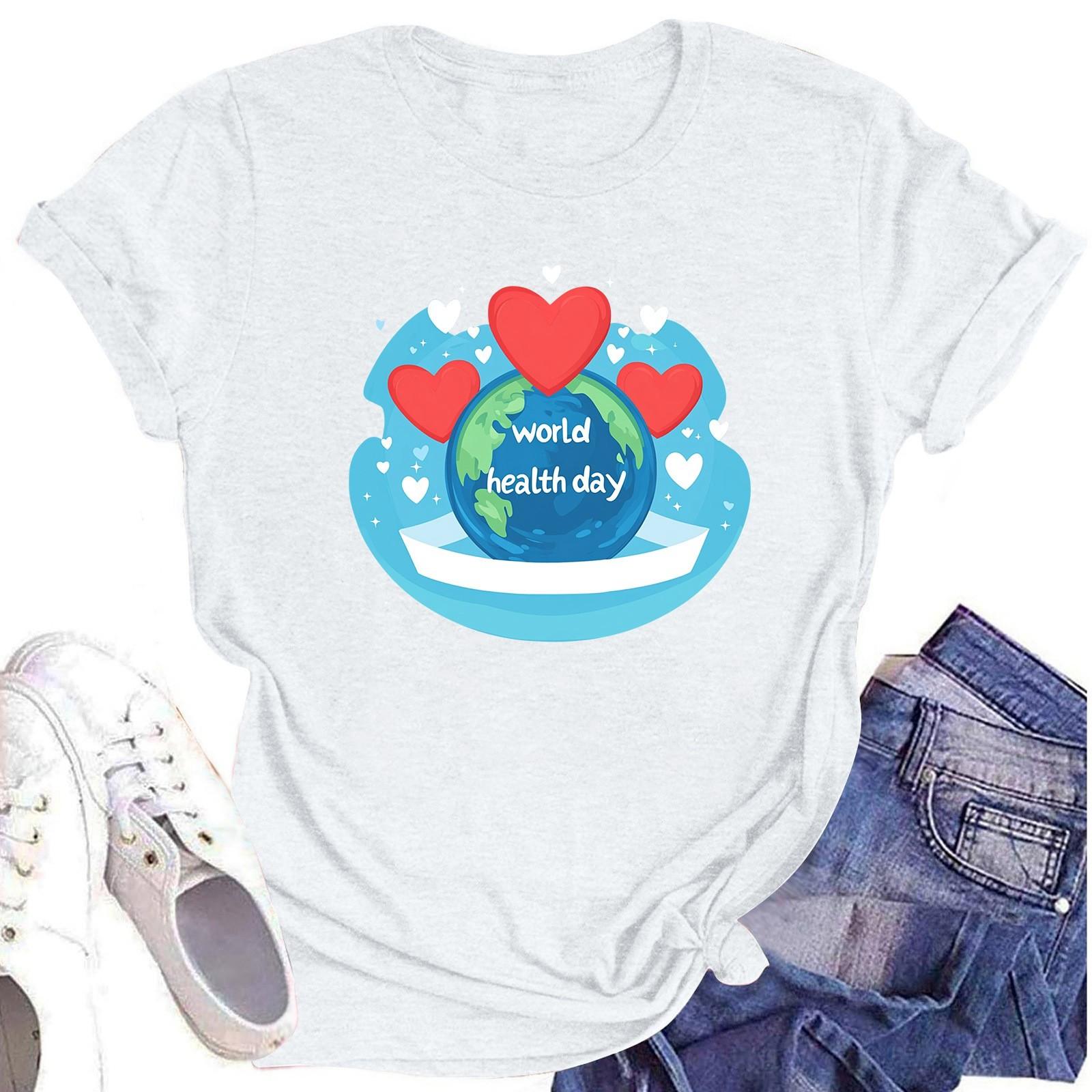 

Женская повседневная футболка с короткими рукавами и круглым вырезом с принтом и буквенным топом S белый