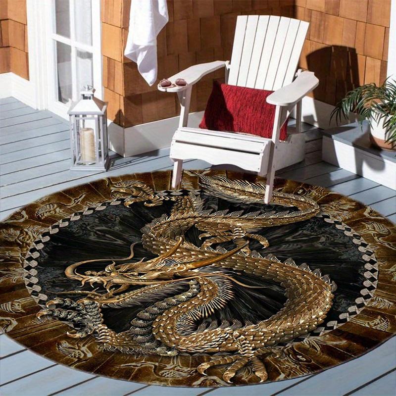 S Moon Dragon Round Rug Nonslip Area Rug Office Chair Mat Carpet For Living Room Bedroom Home Decor