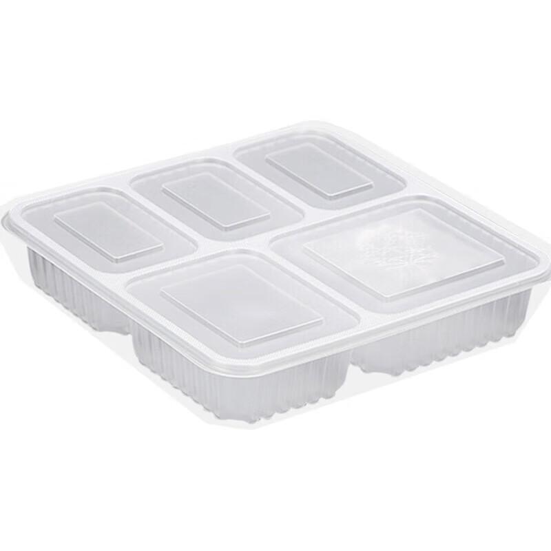 Disposable 5-Compartment Lunch Box with Lid, 1500ml