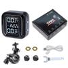 Wireless LCD Motorcycle Tire Pressure Monitoring System Pit Temperature Tester Tire Pressure Alarm System, Waterproof, 2 Sensors