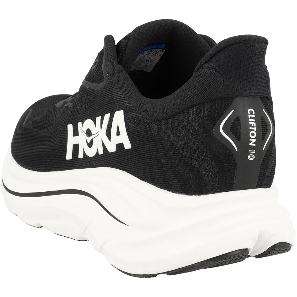 HOKA Clifton 10 Wide Track Field Running Size Black and White Men's & Shoes, 27.5,