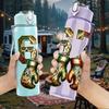 1PC Ornate Number Sixty Seven Art 750ml Color Plastic Water Bottle Leakproof Flip Straw Lid For Sports Office Home Use