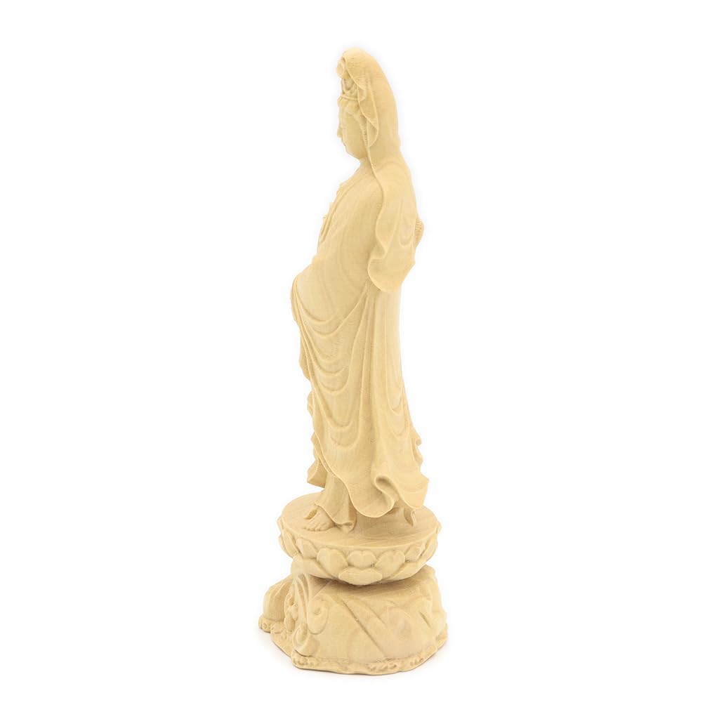 Kurita's Specialty Buddhist Statue [Bodhisattva] Standing Kannon Bodhisattva (Total height 12cm, width 4cm, depth 3.5cm) High-quality Water Boxwood