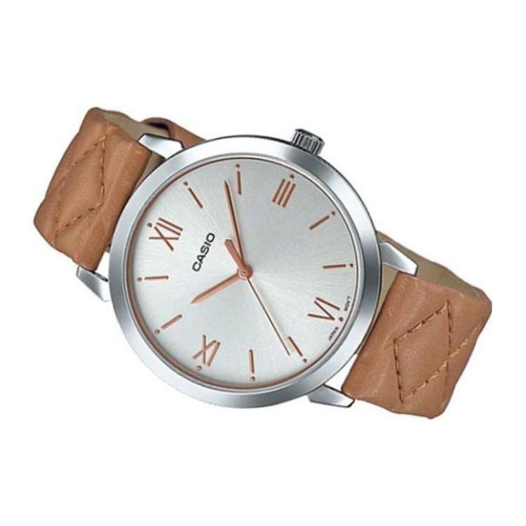 Casio 50M Waterproof Quartz Movement Leather Strap Watch 36Mm Women watches White LTP-E153L-5ADF