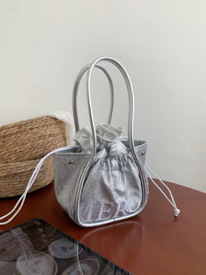 Thailand 2025 Shiny Small Tote Bag: Women's Fashion Letter Handbag, Underarm Shoulder, Crossbody Style.