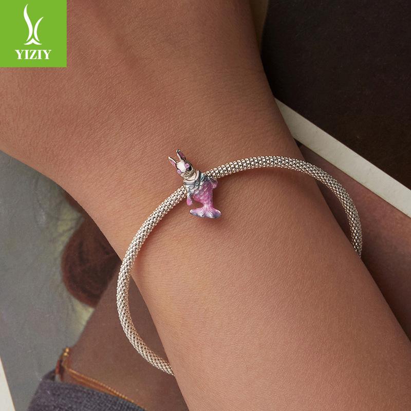 S925 Sterling Silver Mermaid Rabbit Beaded Accessories Dream Sterling Silver Bead Loose Bead Bracelet Accessories