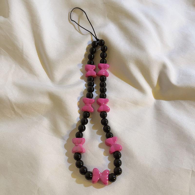 Bracelet de perles d'amour pour femmes, petit nœud en cristal frais, fleurs, amour, chaîne de téléphone portable, anti-chute, accessoires de coque de téléphone portable, DIY