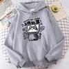 Der Cartoon-Kater ist ein abstrakter Arbeitsmaschinen-Print Herren-Hoodie, der bequem und lässig ist.
