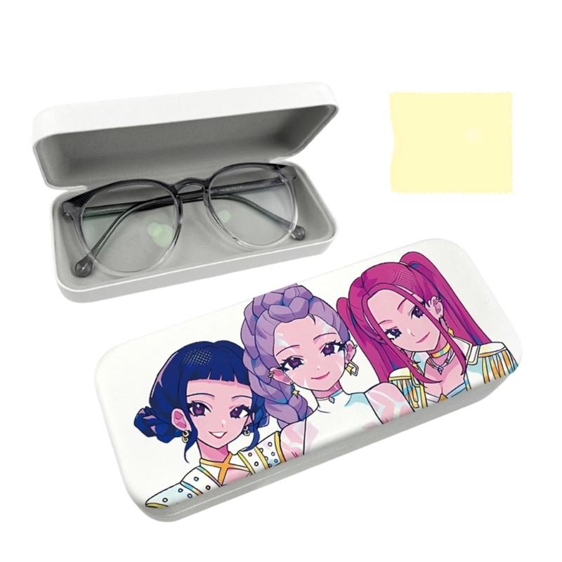 Anime PU Leather Glasses Case Witch Hunters Design Soft Lining for Scratch Prevent Eyewear Holder for Daily Travel Use