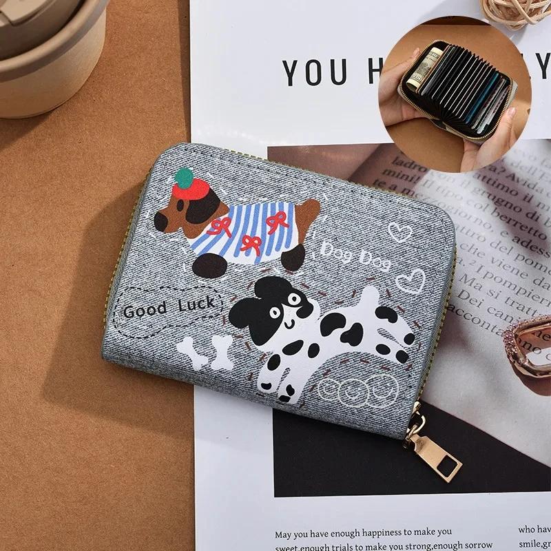 Portafoglio Portatessere Cane Bassotto Carino da Donna Portamonete Doppio Zip Copri Carte Multi RFID Portafoglio Piccolo da Uomo Regalo