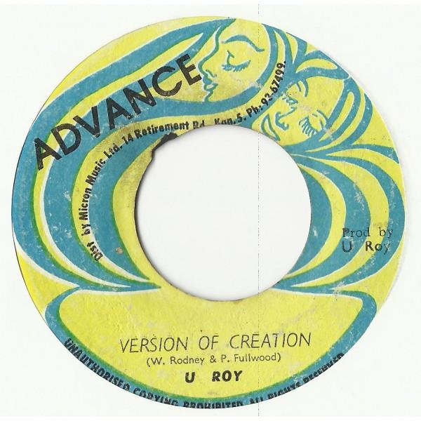 7inch Record U ROY  Version Of Creation  Version NONE Advance 1975 Jamaica Reggae Ska  Dub Used