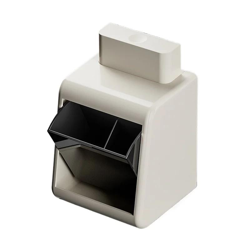 Press Toothpick Box Light Luxury Creative Toothpick Cylinder Wall Hanging Cotton Swab Box High-end Desktop Storage Box Floss Jar